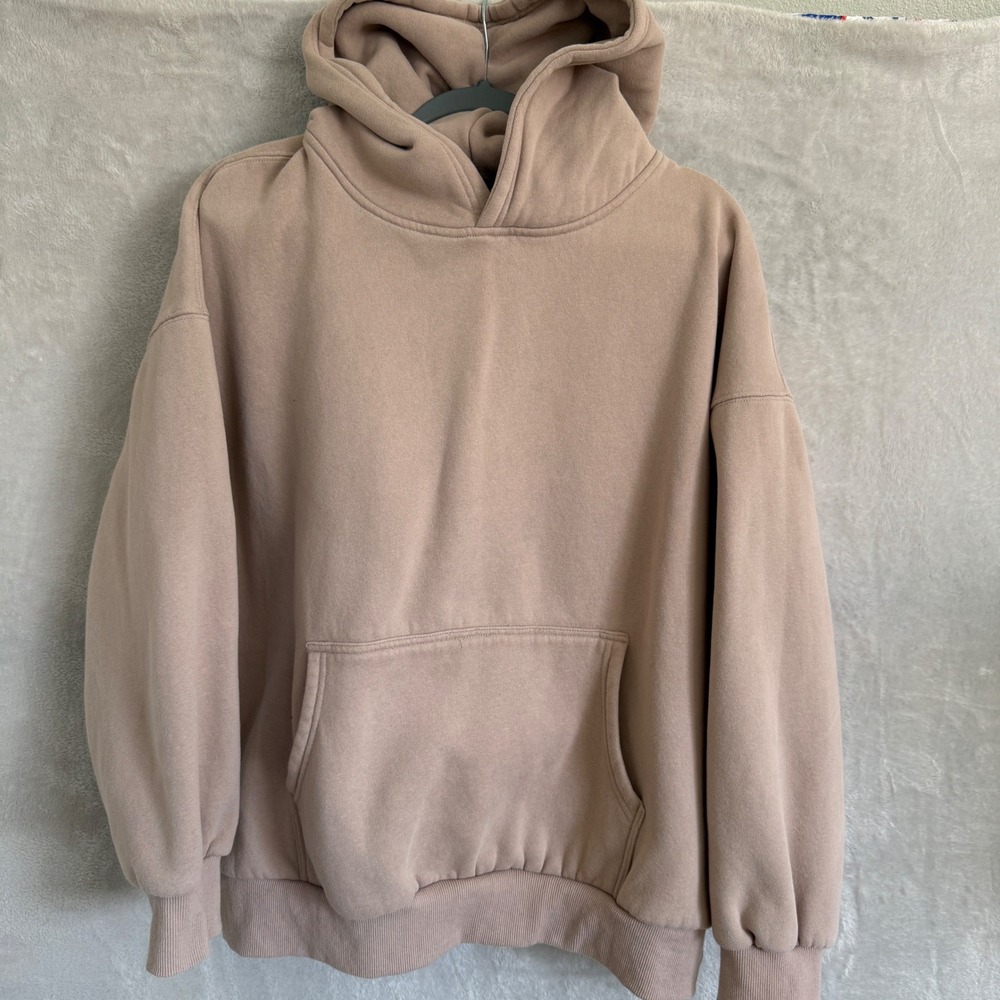 Trendy Queen Oversized Hoodie Tan Beige Fleece Pullover Sweatshirt Large cozy